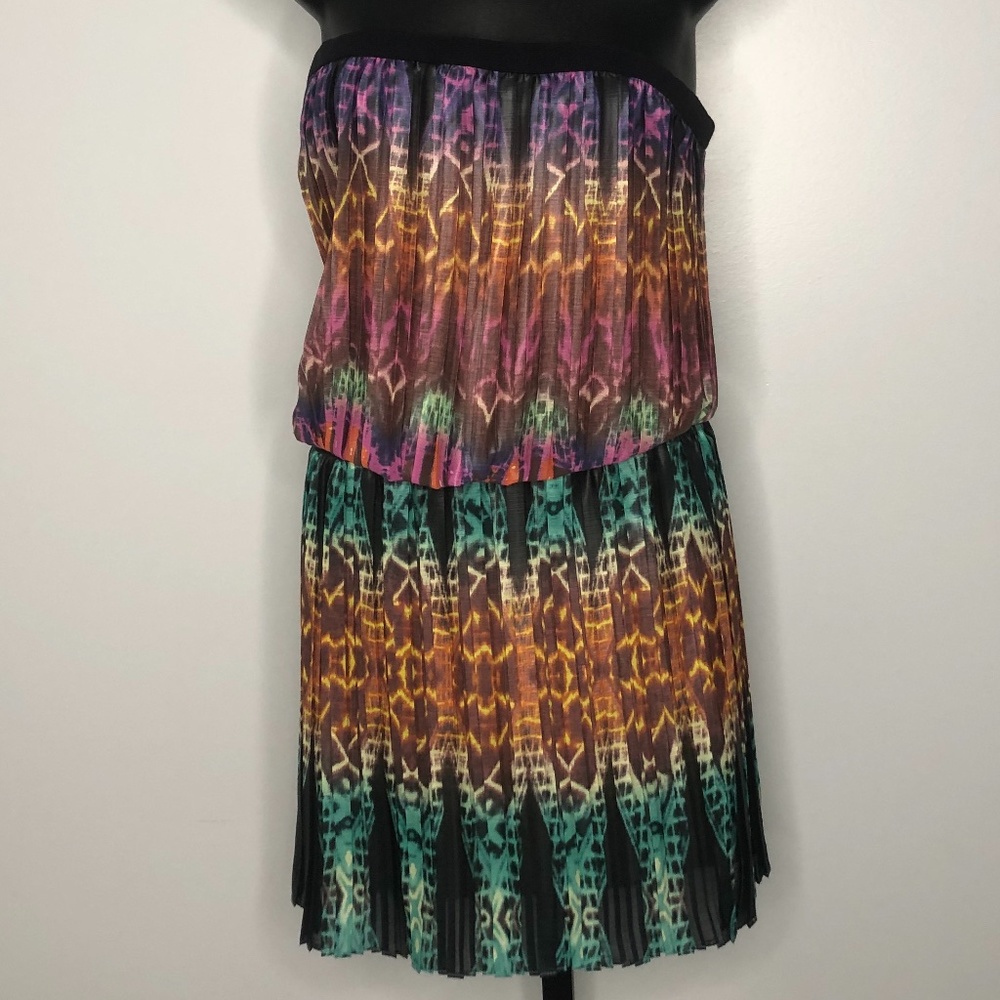 Bcbg Maxazria Multicolor Abstract Print Strapless… - image 1